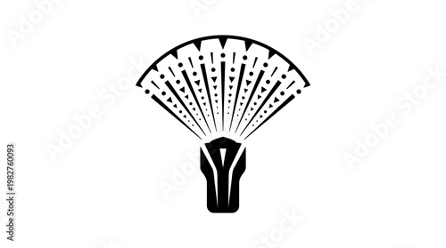 Icon of a Hand Fan in Vintage Style Vector Illustration for Cultural Design