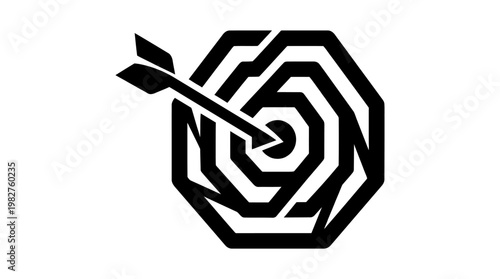 Vector Icon of Archery Target with Arrow in a Modern Style for Sports and Competition Designs