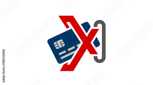 Icon Of Bank Card With Red Cross Sign Over It For Payment Restrictions