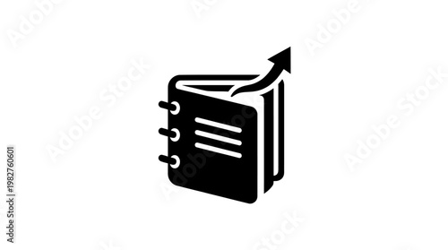 Vector Icon Of A Notebook With Growth Arrow For Business Success And Finance Concept