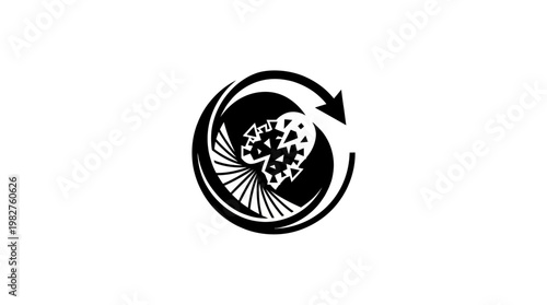 Icon of Planet Earth with Recycling Symbol in Circular Motion for Sustainability Concept