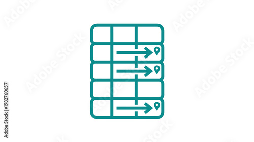 Icon of Flowchart Diagram with Arrows and Blocks in Blue Style for Process Mapping