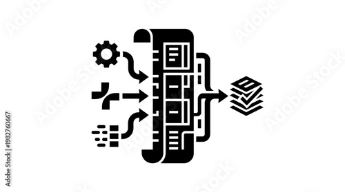 Icon of Data Processing and Digital Workflow in Vector Style