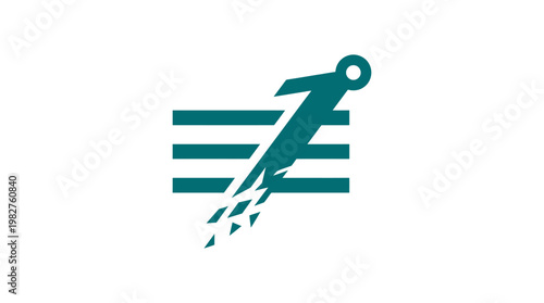 Vector Icon of a Rocket Launching and Soaring in Sky for Technology and Space Themes