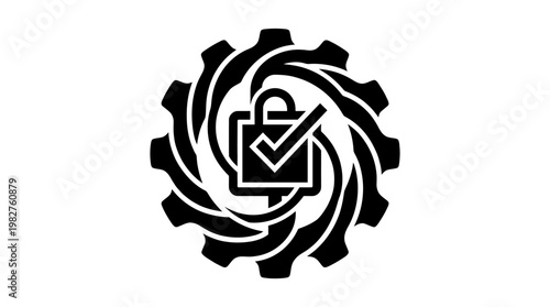 Icon of a Gear with a Checkmark Inside in a Modern Vector Style