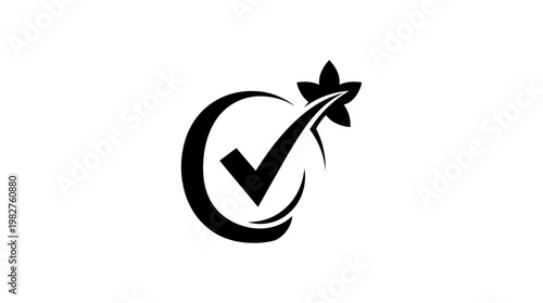 Icon of a Checkmark Inside a Circle with Star in a Modern Style for Validation and Success