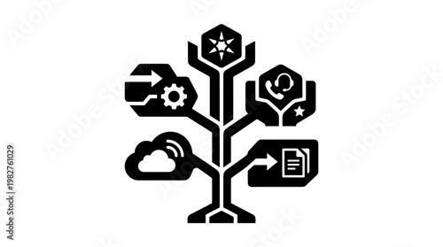 Vector Icon of Connected Technology Concepts in Modern Style