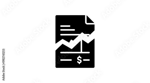 Icon of Financial Document with Graph and Dollar Sign for Business and Investment Analysis