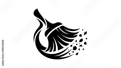 Icon of Artistic Makeup Brush with Powder for Beauty and Cosmetics Design