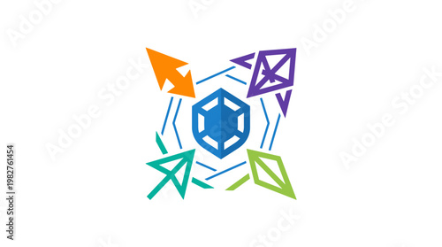 Vector Icon of Package Delivery with Arrows and Shipment Symbols for Logistics and Shipping Apps