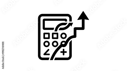 Vector Icon of Business Growth Chart with Upward Arrow and Data Analysis