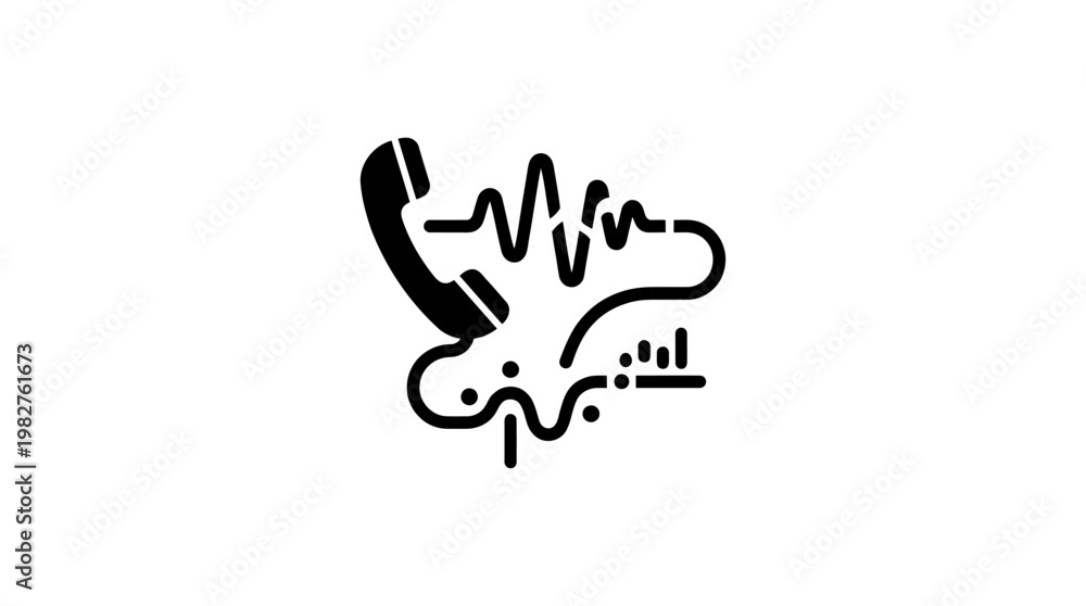 Obraz premium Icon of a Modern Telephone Handset with Sound Waves in Flat Vector Style
