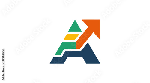 Icon of Growing Business Chart with Arrow and Graph Data Visualization
