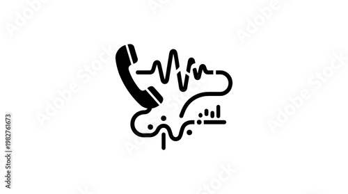 Icon of a Modern Telephone Handset with Sound Waves in Flat Vector Style