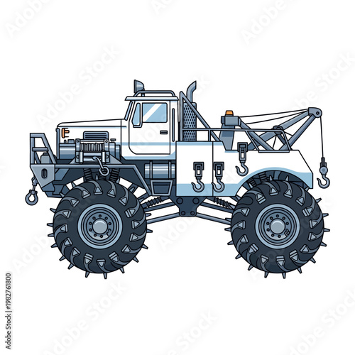 Large Tow Truck with Big Tires.