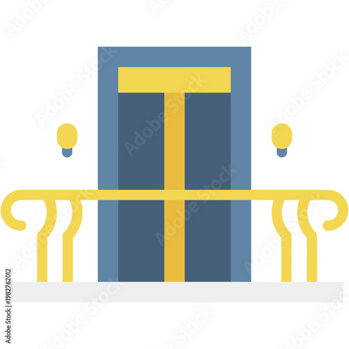 Home Balcony with Window and Veranda Outdoor Household Vector Icon