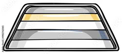 Illustration of a car sunshade with reflective stripes for protection against sunlight