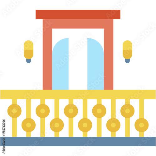 Window, Veranda, and Balcony Outdoor Household Furniture Scene Vector Icon