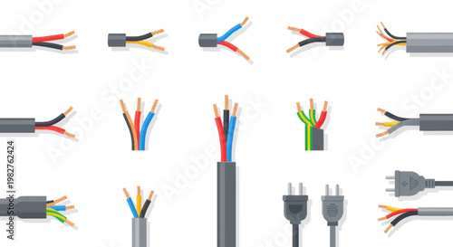 Electrical Wires and Plugs Assortment - Different Types of Cables and Connectors