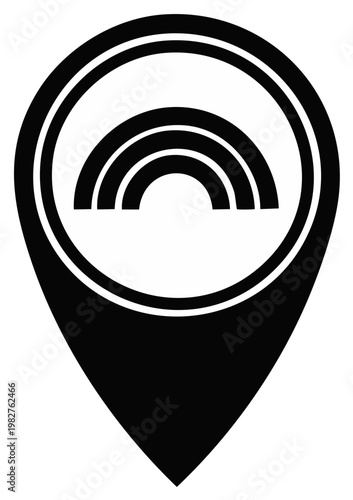 Rainbow location marker icon. Symbolic of optimism and positive vibes.
