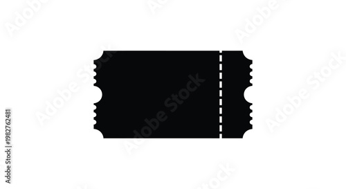 A stark black ticket stub illustration against a white background a simple silhouette