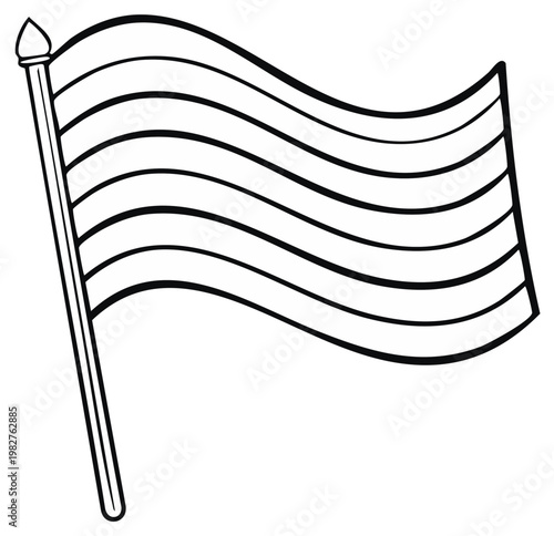 Waving Rainbow Flag Illustration on Pole Pride Symbol Equality Movement Concept