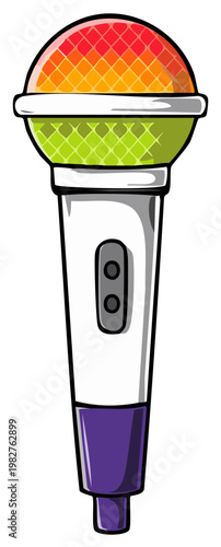 Colorful cartoon Microphone Illustration for karaoke or music events