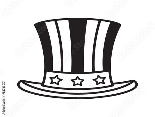 Vintage uncle sam hat illustration a black and white line drawing