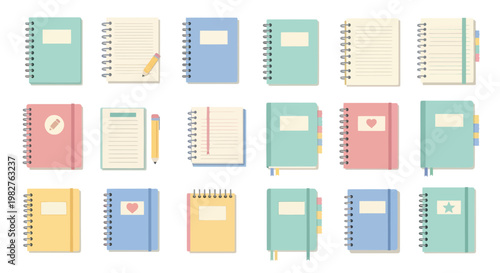 Collection of Colorful Spiral Notebooks and Planners for Organization and Study