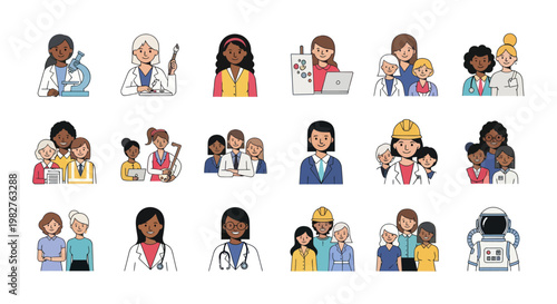 Diverse Women Professionals in Various Careers - Healthcare, Science, Engineering