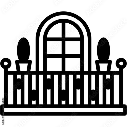Balcony House with Window Furniture and Veranda Outdoor Vector Icon