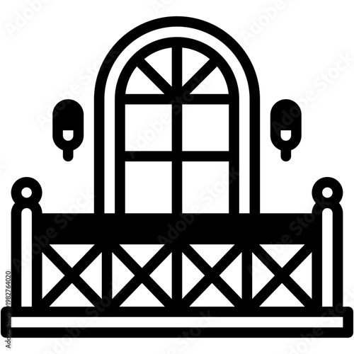 Window Veranda Balcony Outdoor Household House Scene Vector Icon