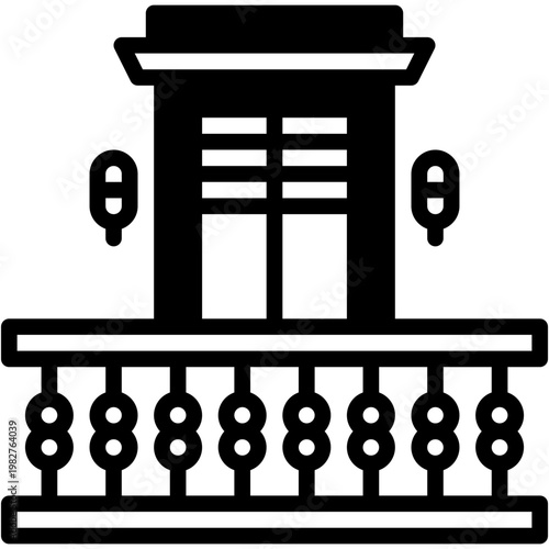 Balcony with Window Architecture Veranda Outdoor Household Vector Icon