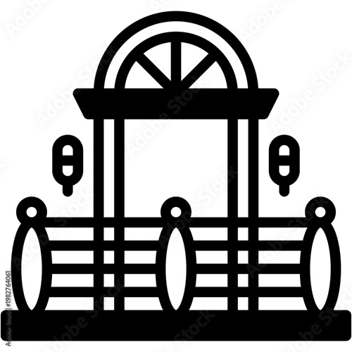 Balcony with Window and Plants Outdoor Household Vector Icon