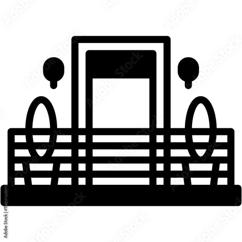 Balcony with Window and Plants Outdoor Household Vector Icon