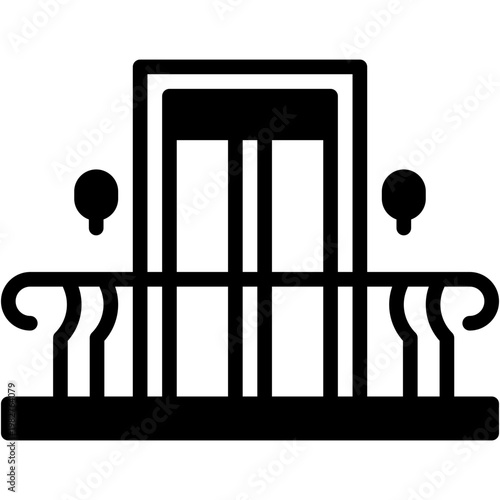 Home Balcony with Window and Veranda Outdoor Household Vector Icon