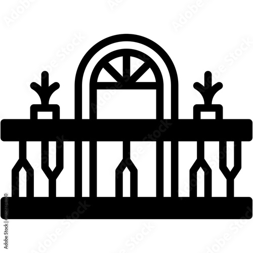 Veranda Window and Balcony Outdoor House Scene Vector Icon