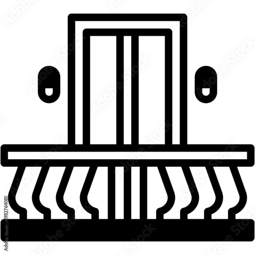 Balcony with Window, Plants, and Architecture Outdoor Household Vector Icon