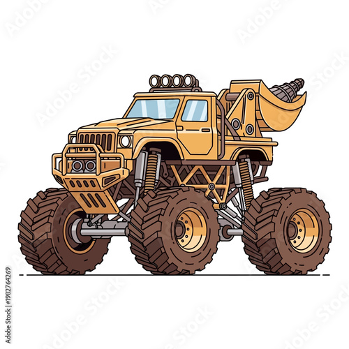 Large Yellow Monster Truck Vehicle.