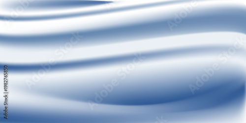 Abstract blue white luxury fabric wave background with copy space. Smooth liquid wave. Elegant shiny silk satin texture. Suit for wallpaper, cover, header, desktop, web, flyer. Vector illustration