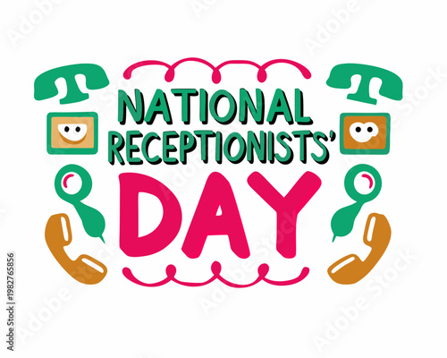 National Receptionists’ Day Cartoon Vector Art, Professional Office Staff Appreciation Concept