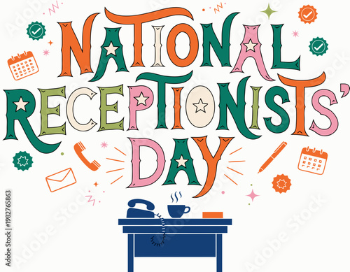 NATIONAL RECEPTIONISTS' DAY vector illustration isolated on white background