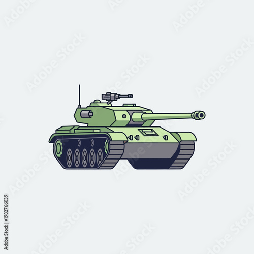 Green Military Tank Illustration, Armored Vehicle, Combat Machine