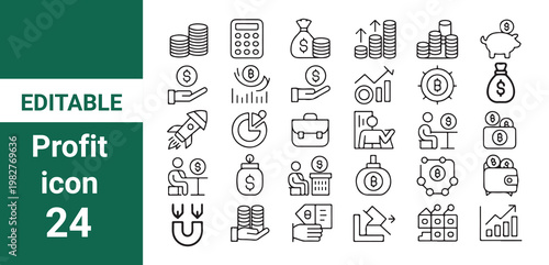 Upskill icon set. Editable line icons.