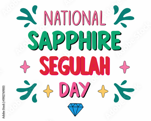 National Sapphire Segulah Day Vector Illustration, Spiritual Gemstone Celebration Design