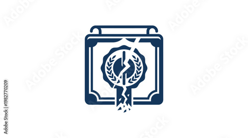 Icon of a Hand Holding a Book with a Laureate Wreath in a Modern Line Art Style