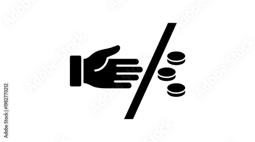 Icon of Hand Holding Coins and Money Dipping Into Financial Savings Vector Icon