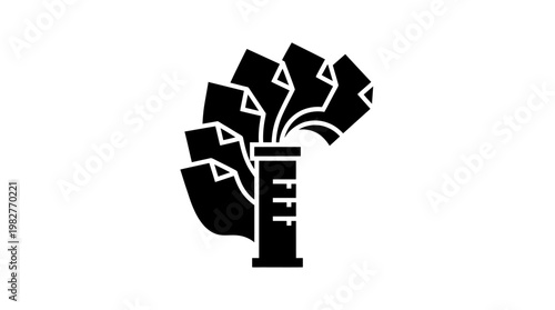 Icon of a Fist Breaking Through Chains, Empowerment and Resistance in Flat Vector Style