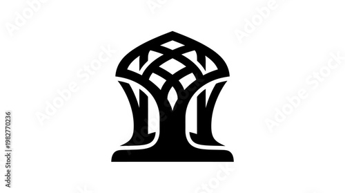 Icon of a Tree with Branches and Roots in a Modern Line Art Style