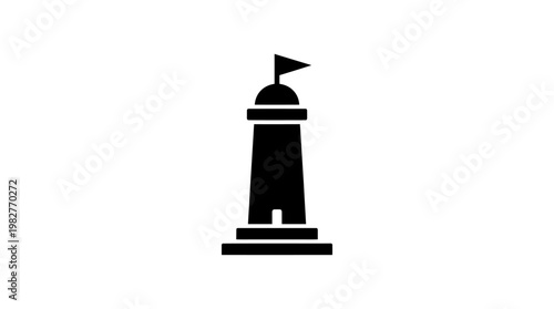 Icon of Lighthouse on Cliff Edge in Minimalist Vector Style for Navigation and Maritime Safety
